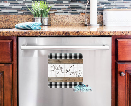 Buffalo Plaid Farmhouse Clean / Dirty Dishwasher Magnet