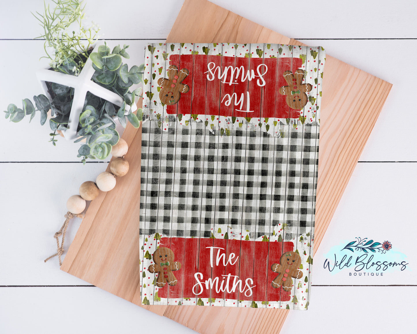 Buffalo Plaid Gingerbread Christmas Tree Kitchen Towel