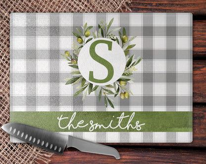 Buffalo Plaid Olive Wreath Kitchen Towel