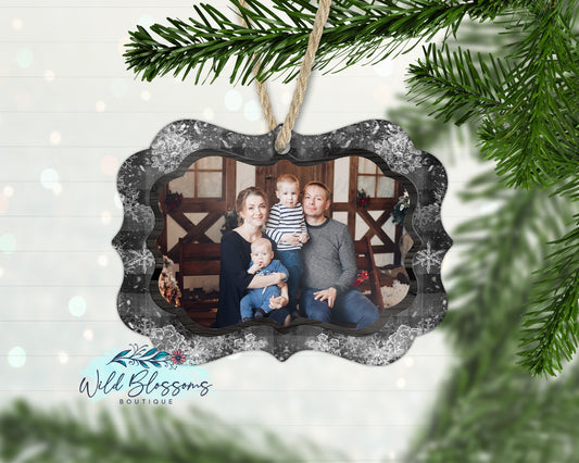 Buffalo Plaid Snowflake Photo Ornament