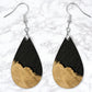 Black And Gold Leather Look Drop Earrings