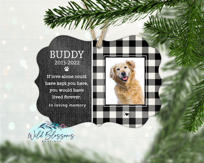Buffalo Plaid Pet Memorial Photo Ornament