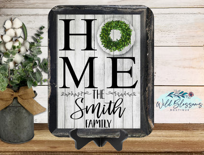 Personalized Family Name Home Sign with 12 Interchangeable Seasonal Attachments