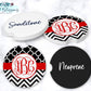 Black And Red Monogram Car Coasters