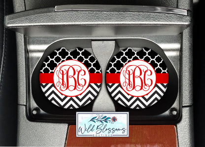 Black And Red Monogram License Plate
