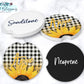 Black Buffalo Plaid Sunflower Personalized Car Coasters