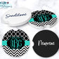 Black And Teal Monogram Car Coasters