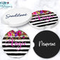 Black And White Striped Gold Floral Personalized Car Coasters