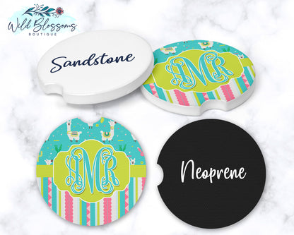 Colorful Llama Car Coasters