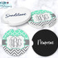Mint And Grey Monogram Car Coasters