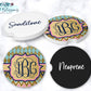 Mint, Pink, Navy And Gold Monogram Car Coasters