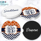 Orange And Navy Monogram Car Coasters