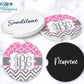 Pink And Grey Monogram Car Coasters