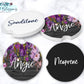 Wooden Grey And Purple Floral Car Coasters