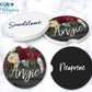 Wooden Grey And Red Floral Car Coasters