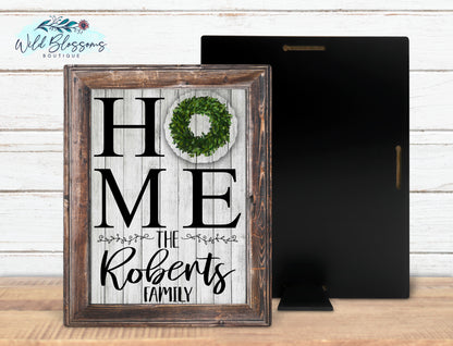 Personalized Family Name Home Sign with 12 Interchangeable Seasonal Attachments