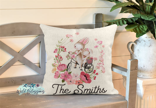Bunnies In Love Personalized Pillow
