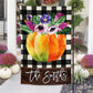 Buffalo Plaid Floral Pumpkin Garden Flag