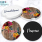 Brown Wooden Floral Personalized Car Coasters