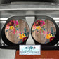 Brown Wooden Floral Personalized Car Coasters