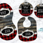 Wooden Red Buffalo Plaid Stop Do Not Kiss Personalized Baby Bag Tag