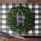 Buffalo Plaid And Boxwood Wreath Personalized Glass Cutting Board