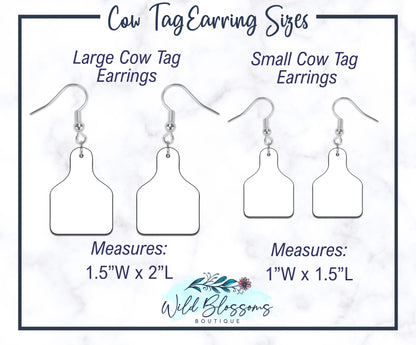 Wooden Turquoise Cow Print Monogram Drop Earrings