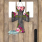 Dark Wooden Floral Cross Door Hanger