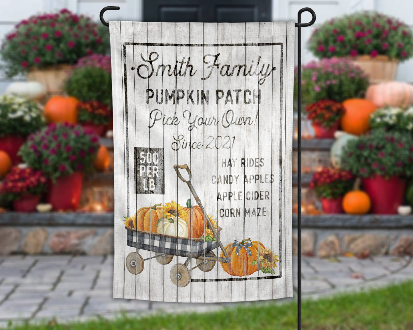 Family Name Pumpkin Patch Garden Flag