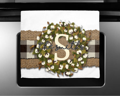 Farmhouse Buffalo Plaid Cotton Wreath Clean / Dirty Dishwasher Magnet
