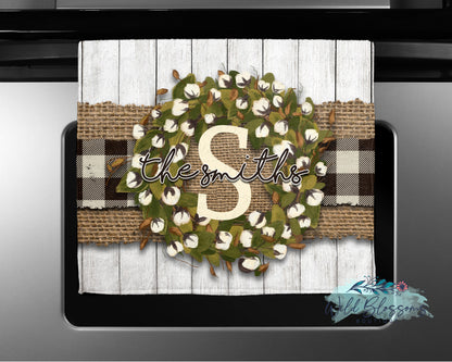 Farmhouse Buffalo Plaid Cotton Wreath Clean / Dirty Dishwasher Magnet