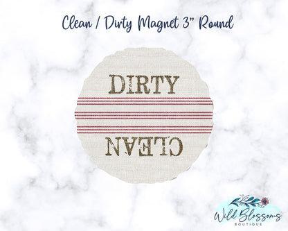 Farmhouse Grain Sack Ticking Clean / Dirty Dishwasher Magnet