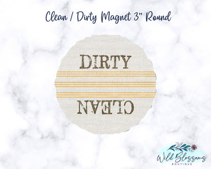 Farmhouse Grain Sack Ticking Clean / Dirty Dishwasher Magnet