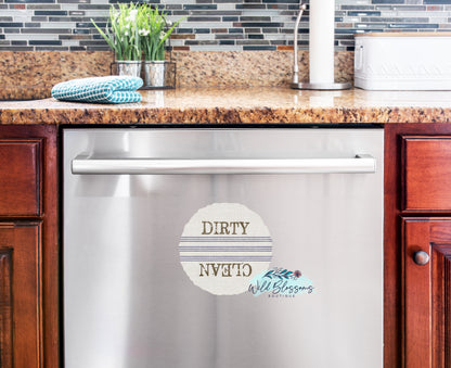 Farmhouse Grain Sack Ticking Clean / Dirty Dishwasher Magnet
