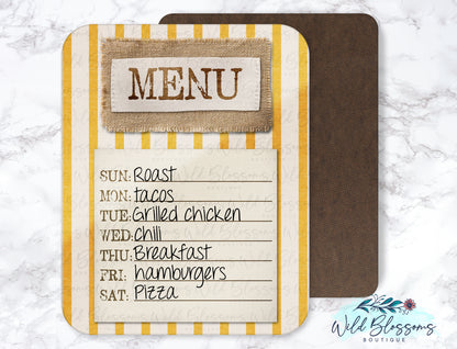 Farmhouse Grain Sack Ticking Menu Dry Erase Board