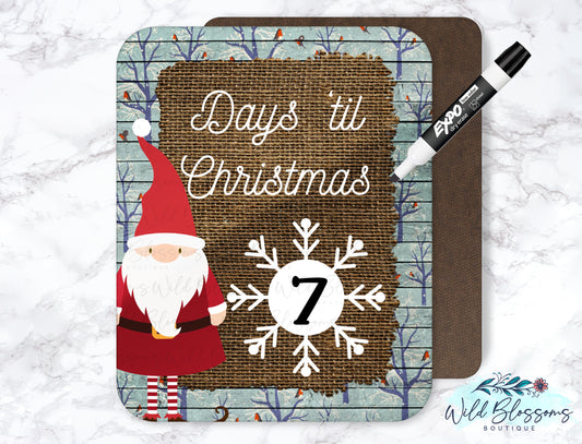 Rustic Santa Days Until Christmas Dry Erase Board