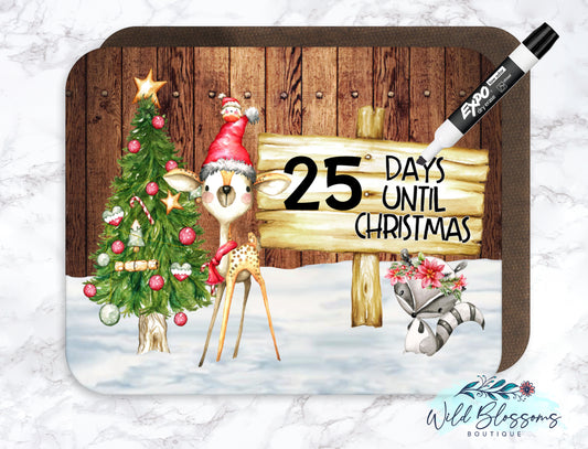 Woodland Animals Days Until Christmas Countdown Dry Erase Board