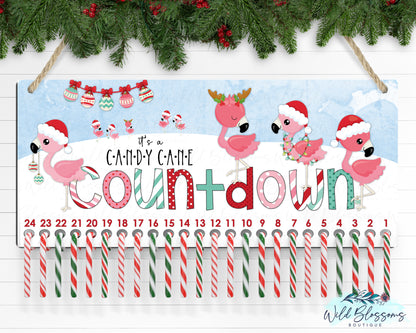 Flamingo Personalized Christmas Countdown Advent Door Hanger