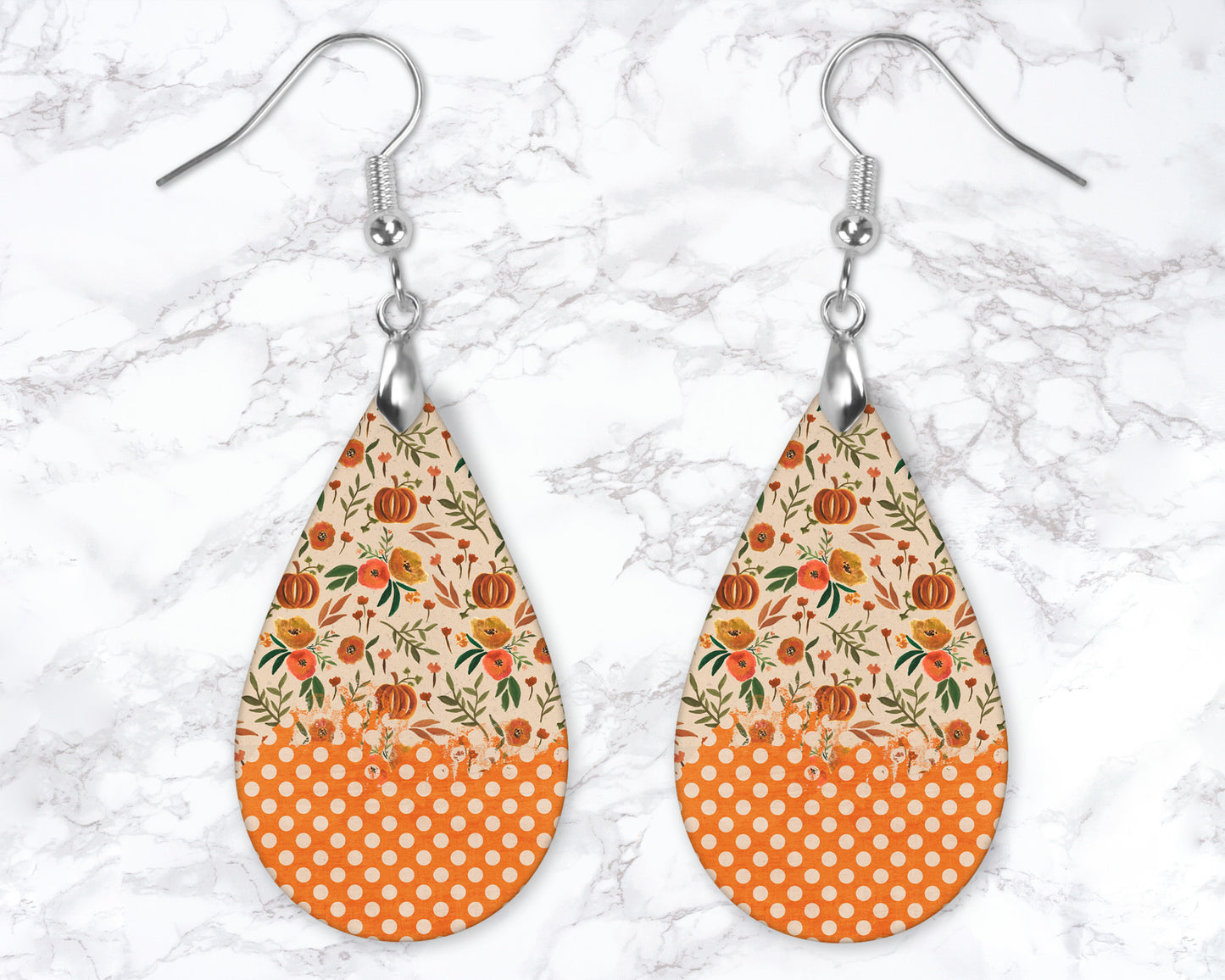 Floral Pumpkin Drop Earrings