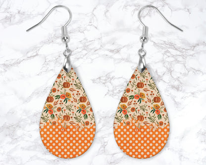 Floral Pumpkin Drop Earrings