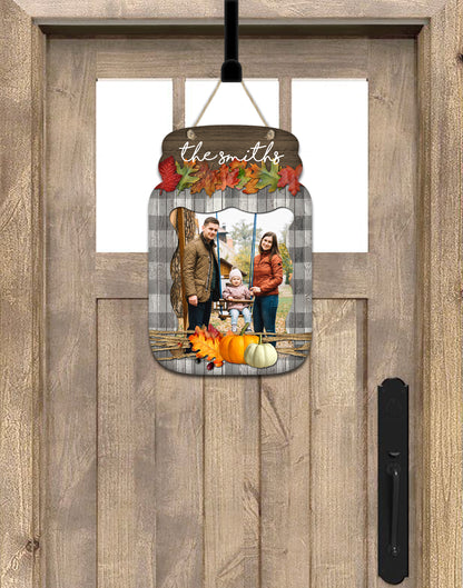 Fall Photo Personalized Mason Jar Door Hanger