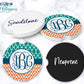 Green And Orange Monogram Car Coasters