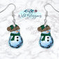 Green Leopard Print Snowman Drop Earrings