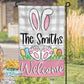 Personalized Grey Buffalo Plaid Easter Bunny Garden Flag