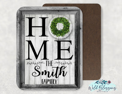 Personalized Family Name Home Sign with 12 Interchangeable Seasonal Attachments
