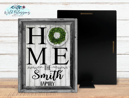 Personalized Family Name Home Sign with 12 Interchangeable Seasonal Attachments
