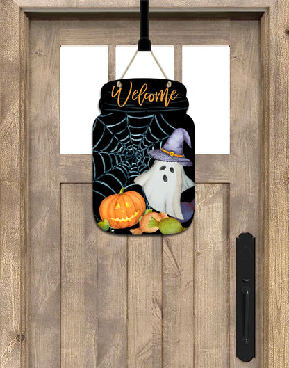 Ghost Mason Jar Door Hanger