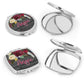 Wooden Grey and Red Floral Mirror Compact