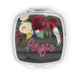 Wooden Grey and Red Floral Mirror Compact