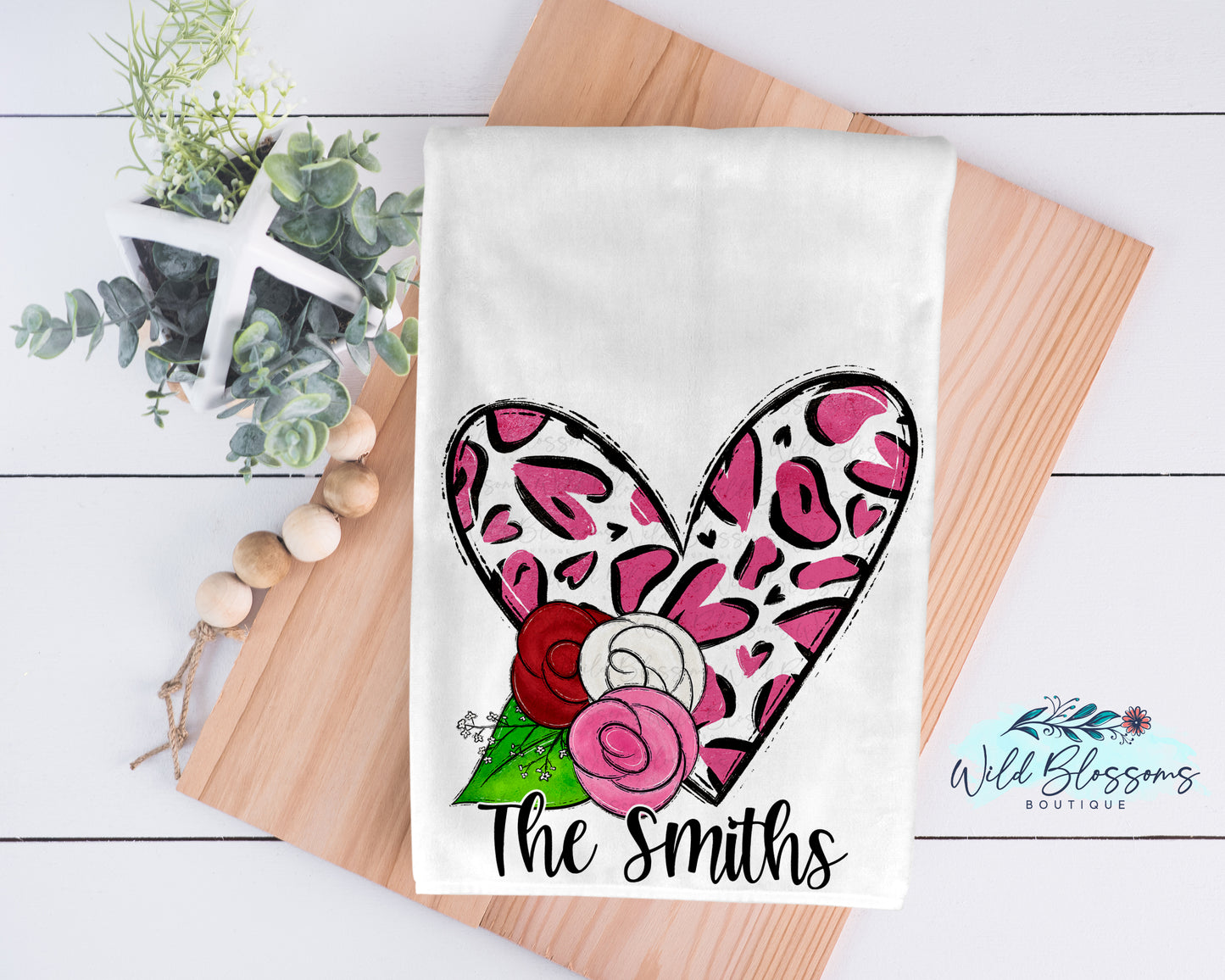 Heart Floral Kitchen Towel